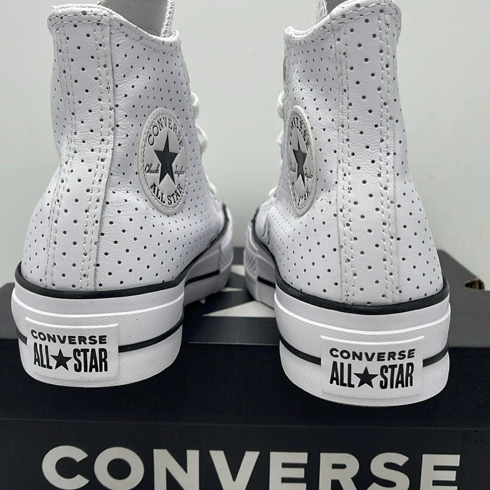 Converse WMNS A13412C CTAS LIFT HI WHITE PERFORATED/WHITE/BLACK Platforms Sneakr